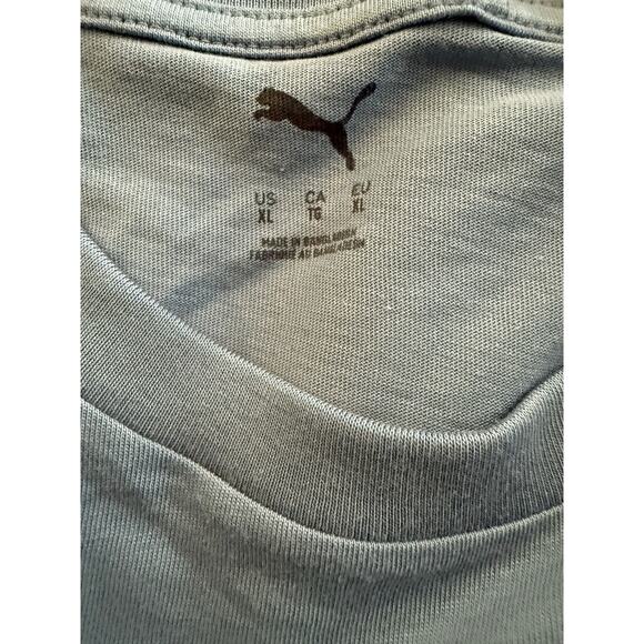 NWOT New Puma Sky Blue Short Sleeve Crew Neck Graphic T-Shirt Men's Size XL - Picture 3 of 5